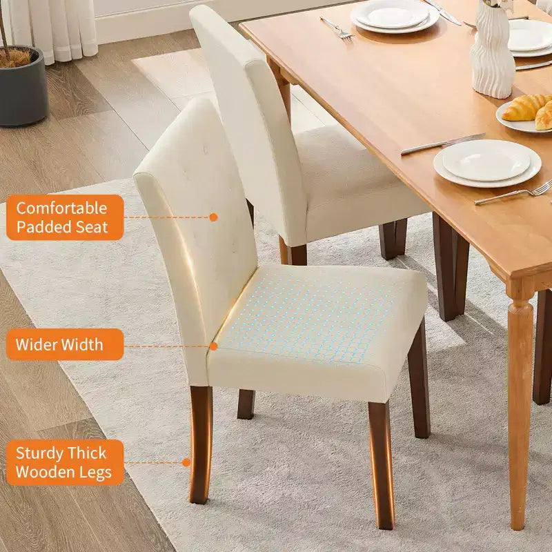 Esszimmerstühle im Parsons-Stil mit Knopfheftung, 6er- / 4er-Set - gepolsterte Küchenstühle aus Stoff mit Holzbeinen und gepolsterten Sitzflächen - Möbel für Wohnzimmer und Küche