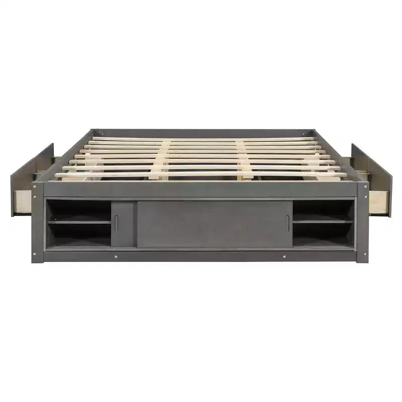 Struttura letto contenitore Whisen Queen con 4 cassetti e vano contenitore nella pediera