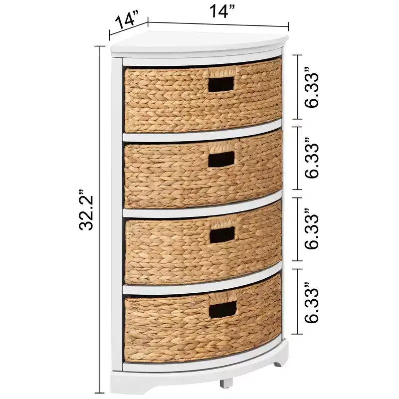 eHemco Hampton Meadows hoektafel met 4 niveaus, X-vormige zijkanten en 4 rieten manden