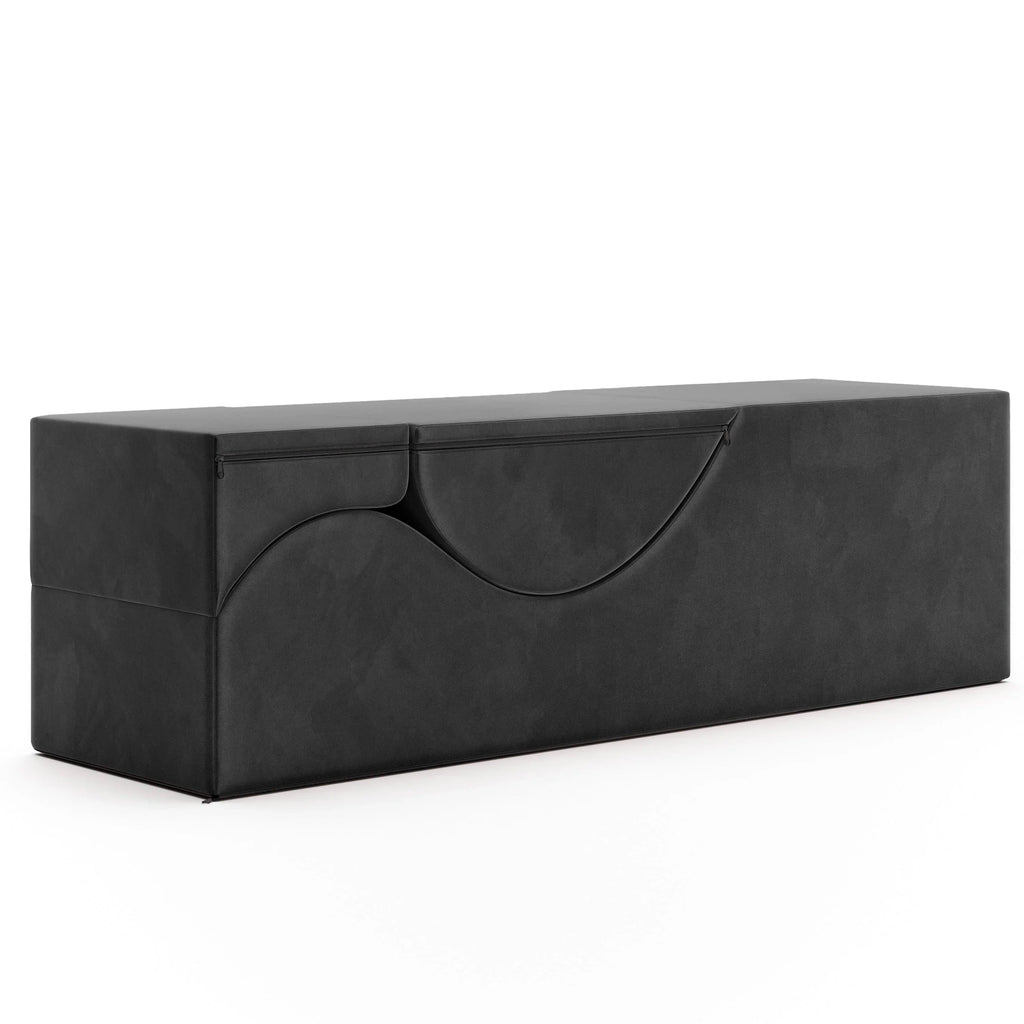 Méridienne convertible Avana Kami / yoga et massage - pouf 2-en-1 avec chaise longue de yoga pliable dissimulée, microvelours - N/A