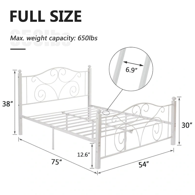 Javlergo Victoria metalen bedframe met hoofdbord en voetbord
