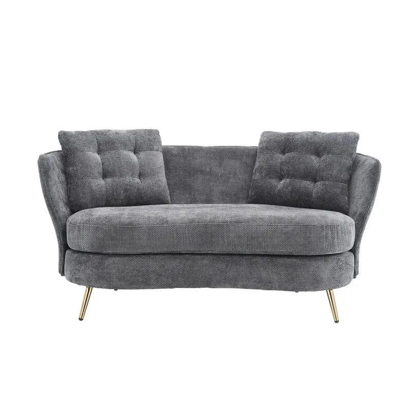 Gepolstertes Sofa mit goldfarbenen Metallbeinen, Club-Zweisitzer für Wohn- und Lesezimmer, Schlafzimmer, Apartment, kleine Räume und Wohnheime
