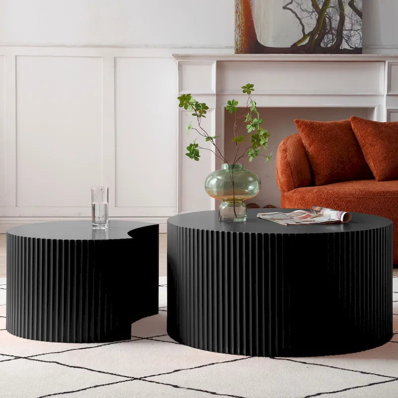 Moderne glamoureuze ronde nesting-bijzettafelset voor de woonkamer (set van 2), niet gemonteerd