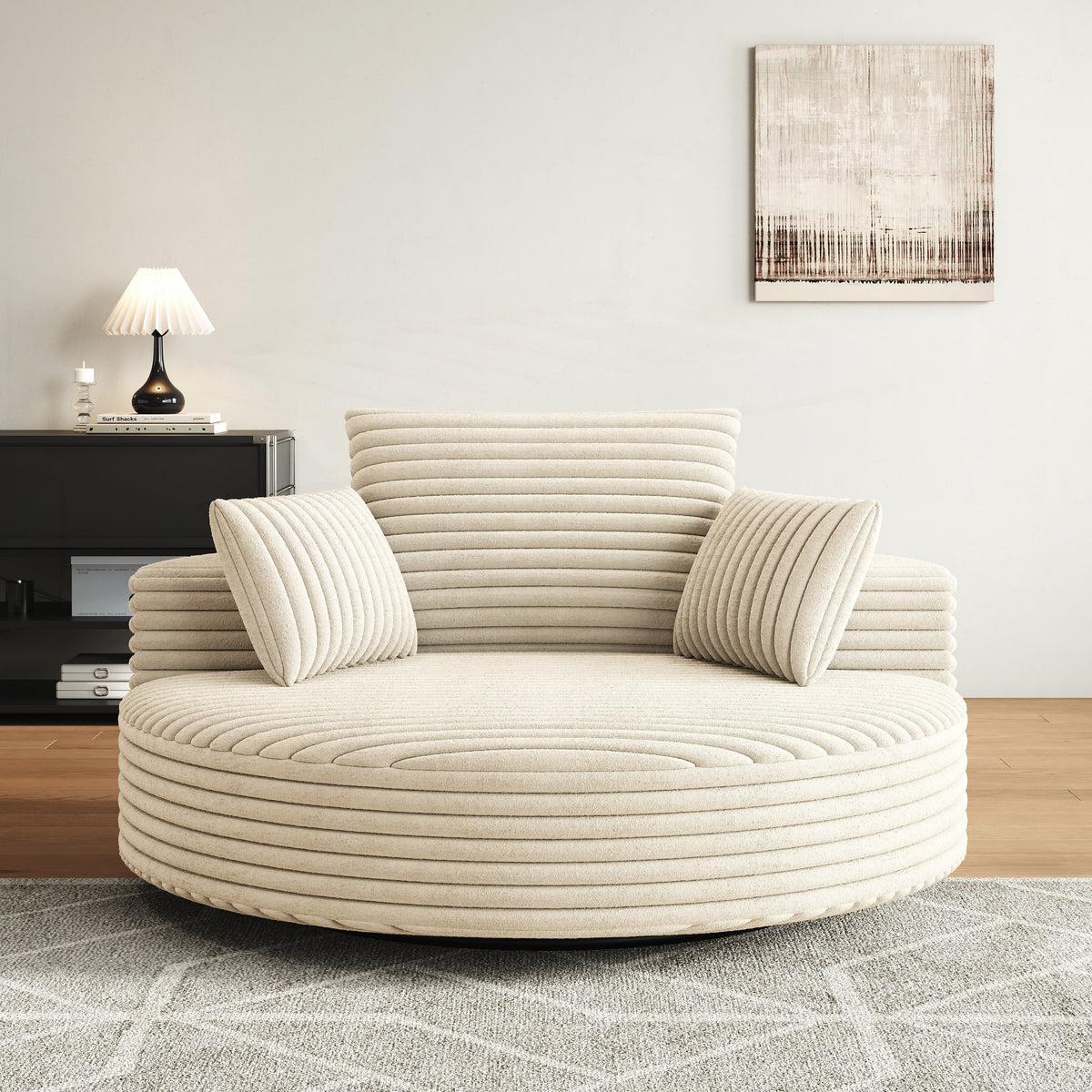 Einzelsessel mit Cord-Chenille-Bezug und Schaumstoffpolsterung, drehbar