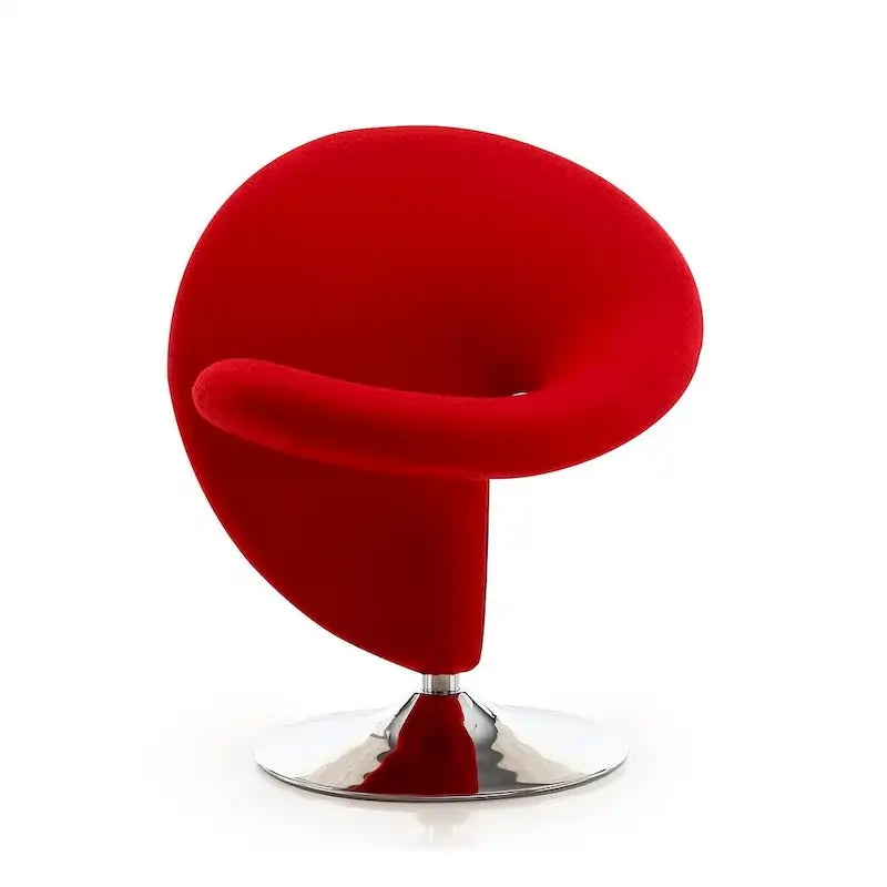 Poltrona girevole decorativa Curl Manhattan Comfort in misto lana e cromo (set da 2)
