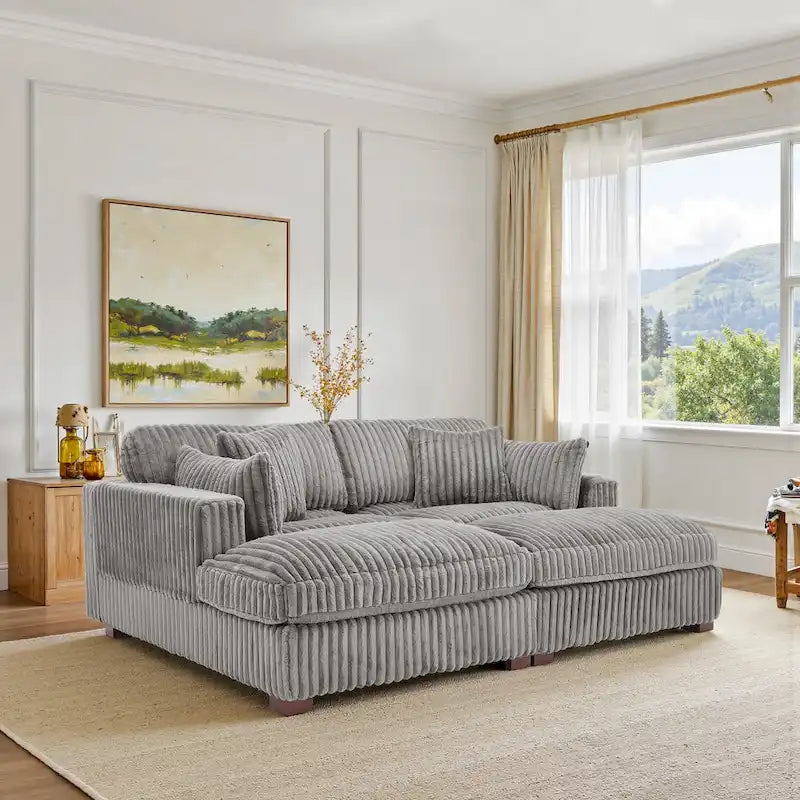 Modulaire hoekbank van stof voor de woonkamer en slaapkamer