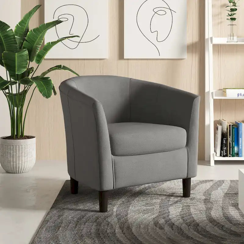 Poltrone d'accento moderne a barile, accoglienti, con braccioli, stile club