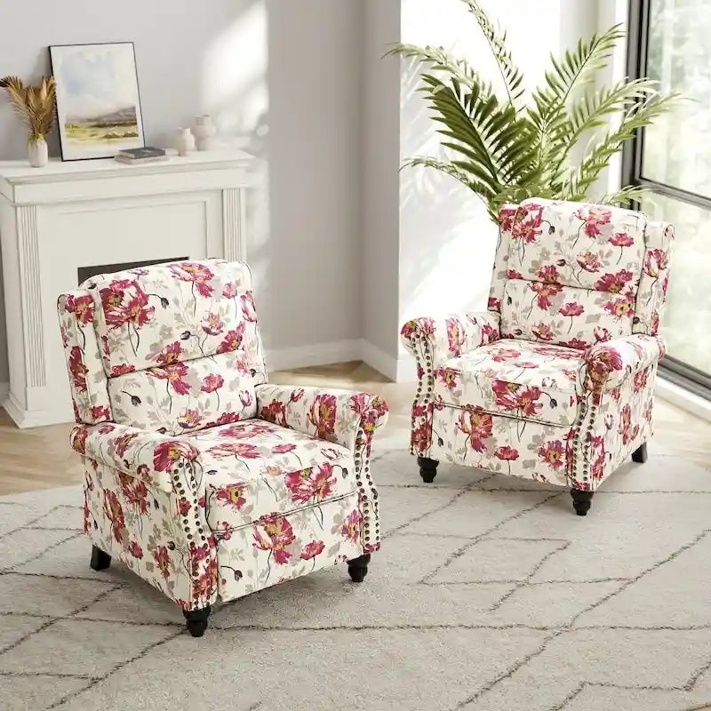 Set mit 2 modernen Relaxsesseln mit gepolstertem Sitz aus Kunstleder/Stoff