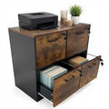 Classeur à 4 tiroirs avec serrure et support pour imprimante, meuble de classement en bois pour bureau à domicile, rangement avec rail de suspension réglable