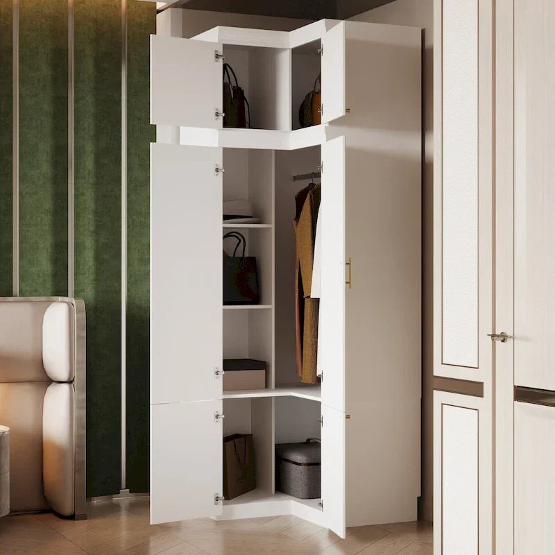 93.9H/74.2H Kleiderschrank, Garderobenschrank mit Kleiderstange, Schubladen und Stauraum