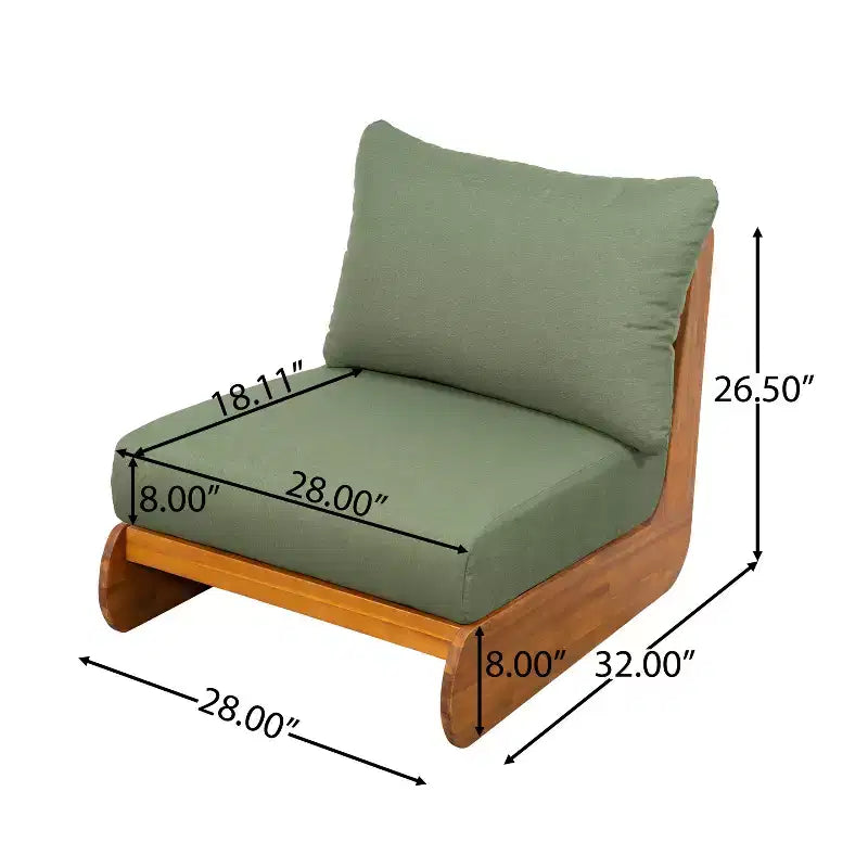 Christopher Knight Home Tavriel moderne Sitzgruppe im Mid-Century-Stil für die Terrasse aus Akazienholz mit 5 Sitzplätzen und dicken Kissen, Tisch nicht enthalten