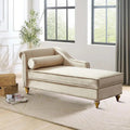 Méridienne élégante de style français en velours avec rangement et coussin