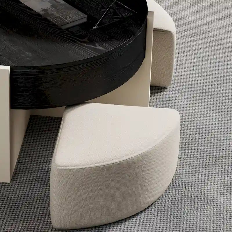 Table basse moderne de 31.5, table basse à plateau relevable avec 3 poufs, noire - 31.5 X 31.5