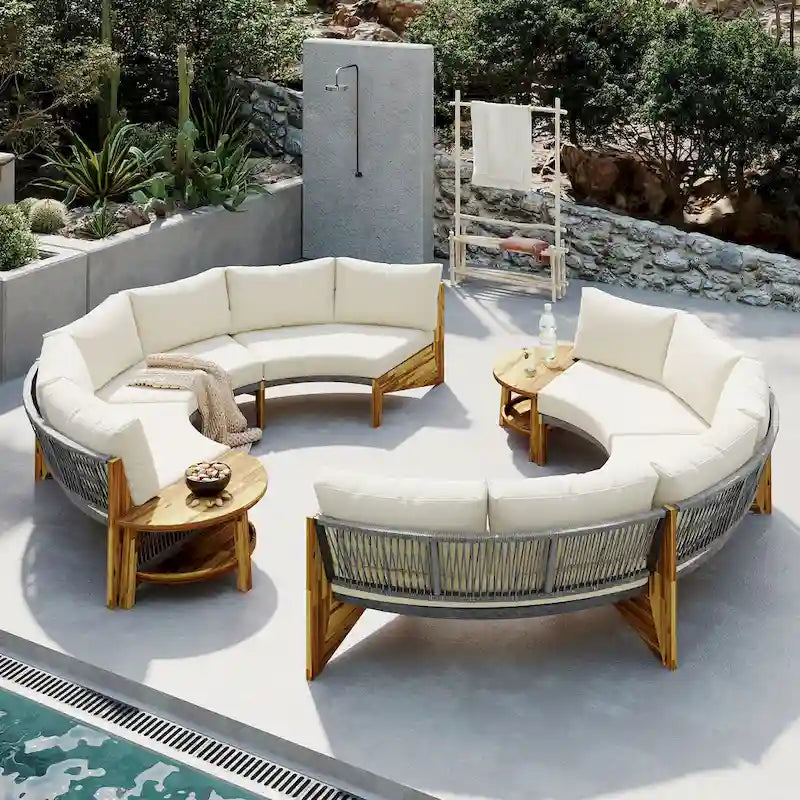 Gartensitzgruppe für 6 Personen mit Polstern und 1Couchtisch