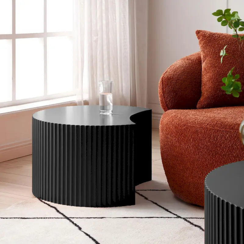 Moderne glamoureuze ronde nesting-bijzettafelset voor de woonkamer (set van 2), niet gemonteerd