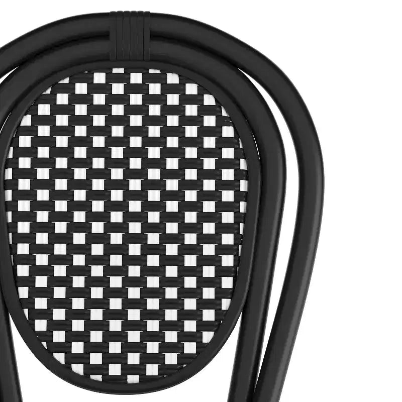 Flash Furniture Lourdes Bistro-Stapelstuhl im Thonet-Stil für den gewerblichen Innen- und Außenbereich, PE-Rattan und Aluminiumgestell