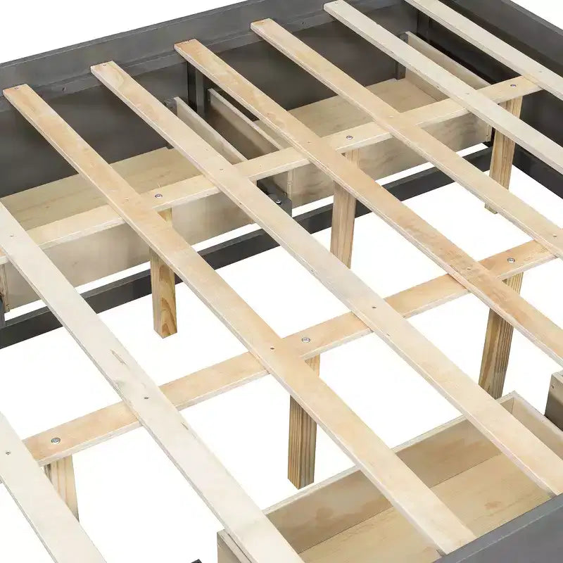 Struttura letto contenitore Whisen Queen con 4 cassetti e vano contenitore nella pediera