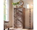 Cassettiera Mastgoal 57 in stile rustico con 7 cassetti, mobile contenitore in legno con colonna romana per camera da letto