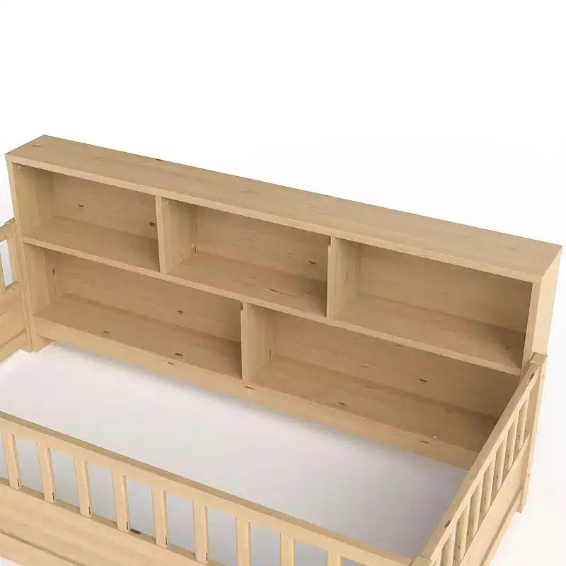 GDFStudio Cissie modern vloerbed van grenenhout met veiligheidsrand en opbergruimte aan de zijkant