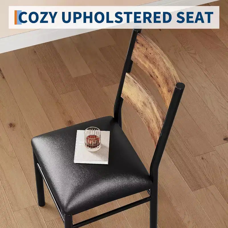 Esszimmertisch-Set für 4 Personen, Küchentisch aus Holz mit 4 gepolsterten Stühlen, Küchentisch- und Stuhlset mit Aufprallwinkel für kleine Räume, Küche
