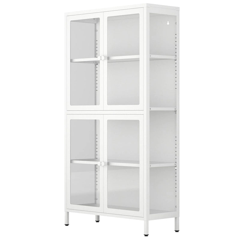 Sideboard aus kaltgewalztem Stahl mit vier Glastüren, verstellbaren Einlegeböden und Füßen
