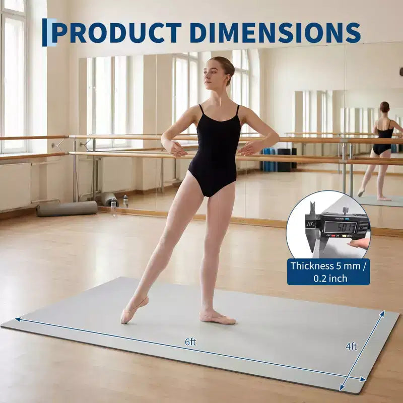 Draagbare dansvloermat van pvc van 4x6, 5 mm dik, antislip en krasbestendig, voor ballet, jazz, tapdans, yoga, pilates en oefeningen thuis