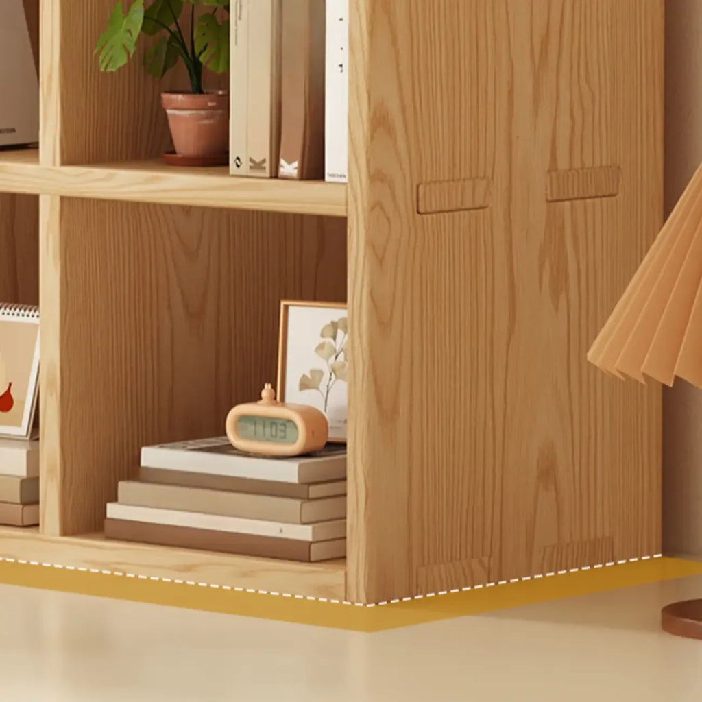 Moderne horizontale houten boekenkast met 8 vakken en naturel afwerking