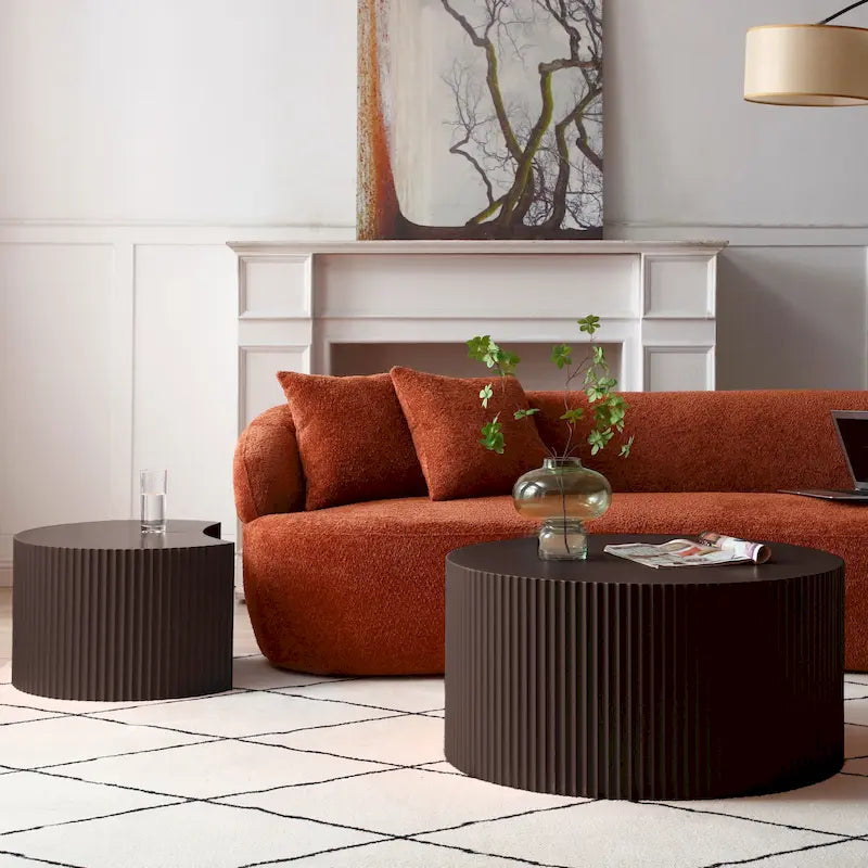 Moderne glamoureuze ronde nesting-bijzettafelset voor de woonkamer (set van 2), niet gemonteerd
