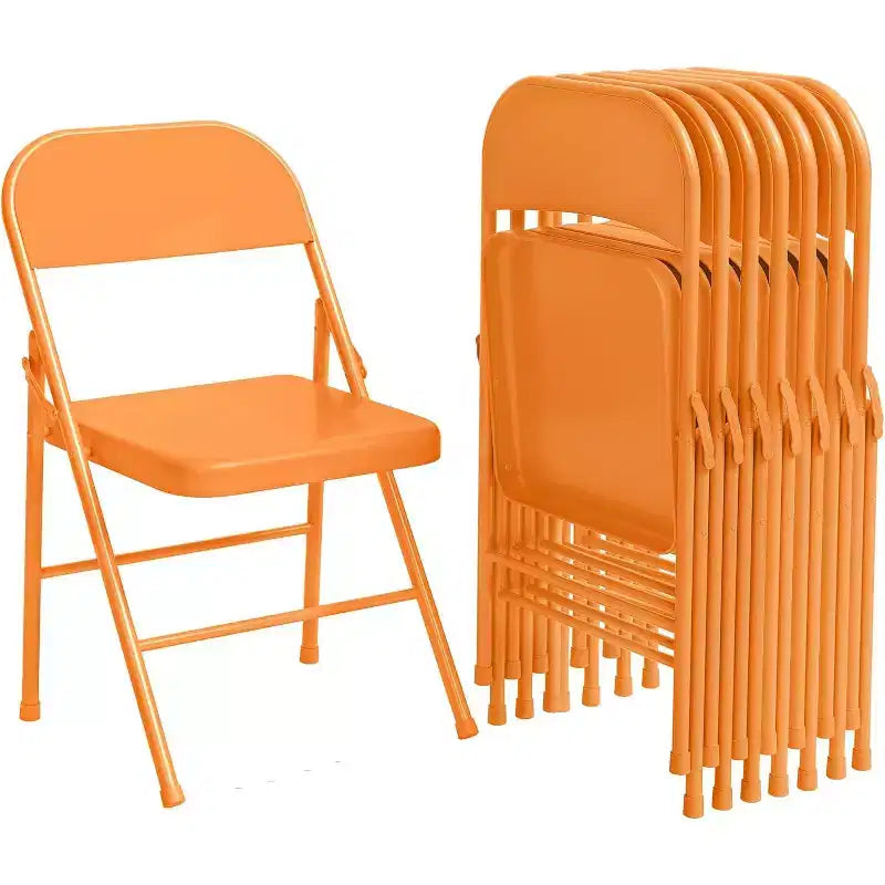 8er-Set komplett aus Stahl gefertigter Klappstühle mit Rückenlehnen, robuste klappbare Metall-Esszimmerstühle, Tragkraft 350 lbs, für drinnen und draußen geeignet