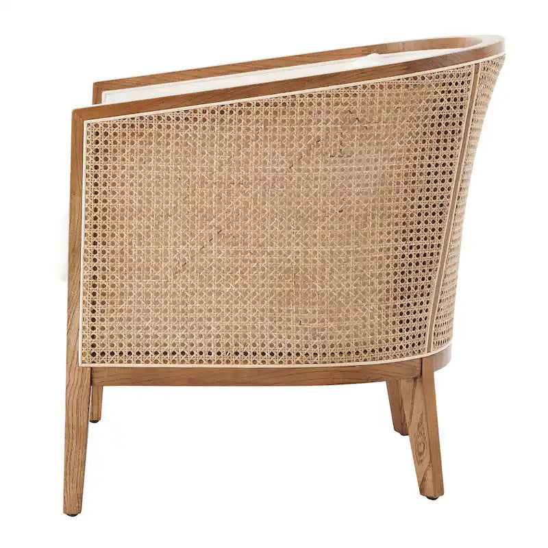 Tillman linnen fauteuil met rotan
