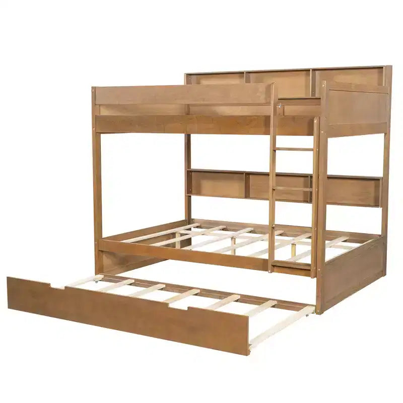 Luxystar modern stapelbed met twee tweepersoonsbedden, planken en onderschuifbed