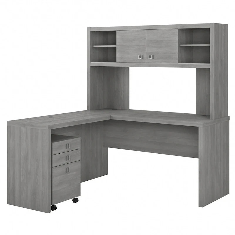 Bureau d’angle L Echo avec rehausse et tiroirs