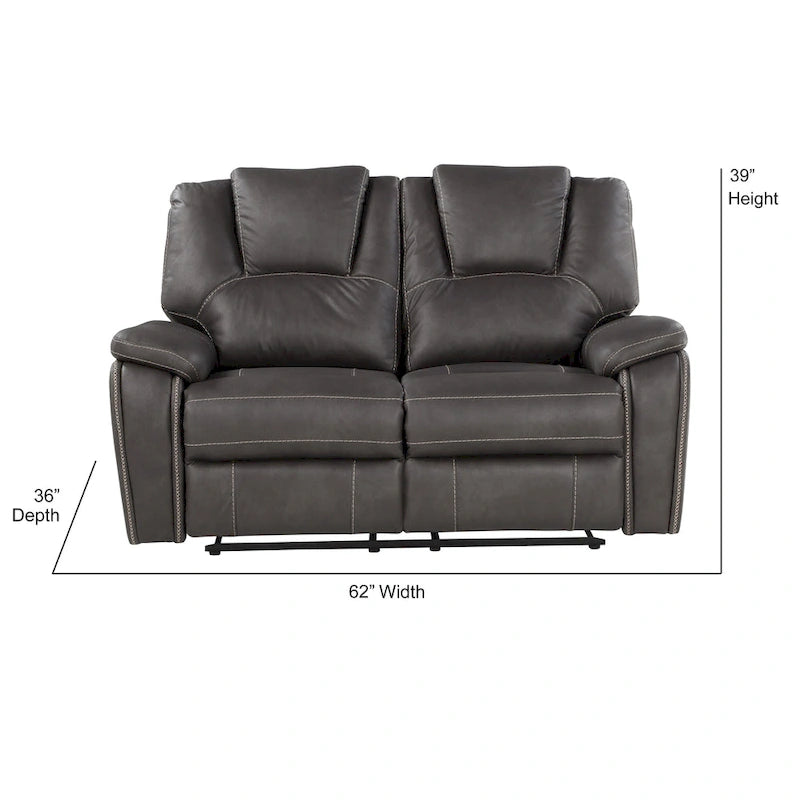 Steve Silver Kameryn handmatig verstelbare loveseat van imitatieleer