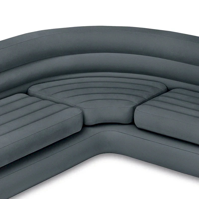 Intex aufblasbares Loungesofa in L-Form mit Getränkehaltern, grau (2er-Pack) - 26