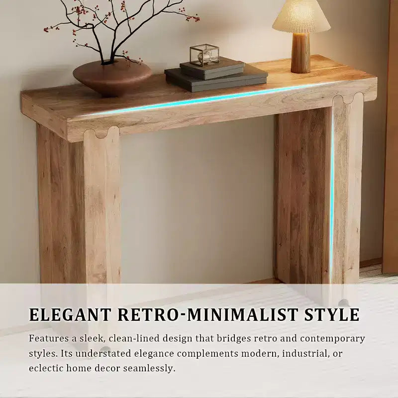 Consolle e tavolino da ingresso Whisen in legno di mango, stile rustico minimalista, con piano spesso