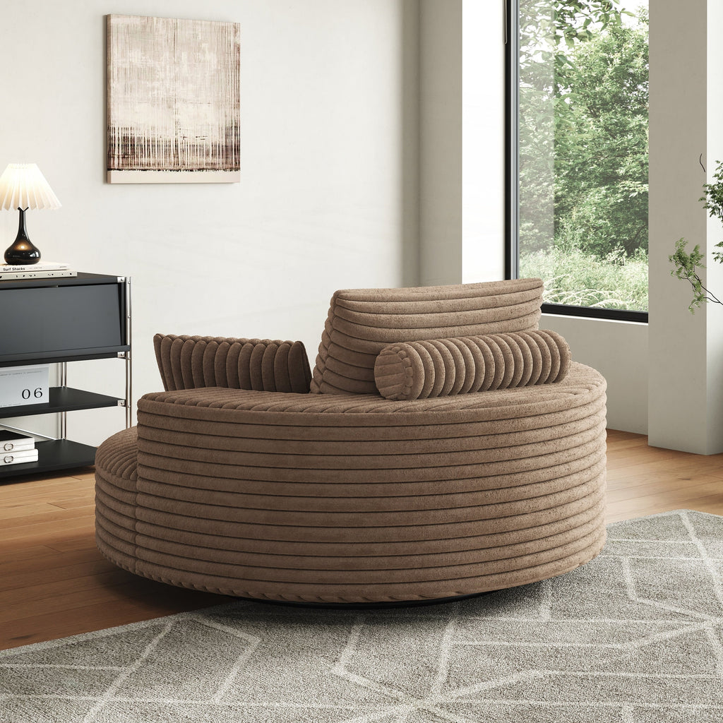 Einzelsessel mit Cord-Chenille-Bezug und Schaumstoffpolsterung, drehbar