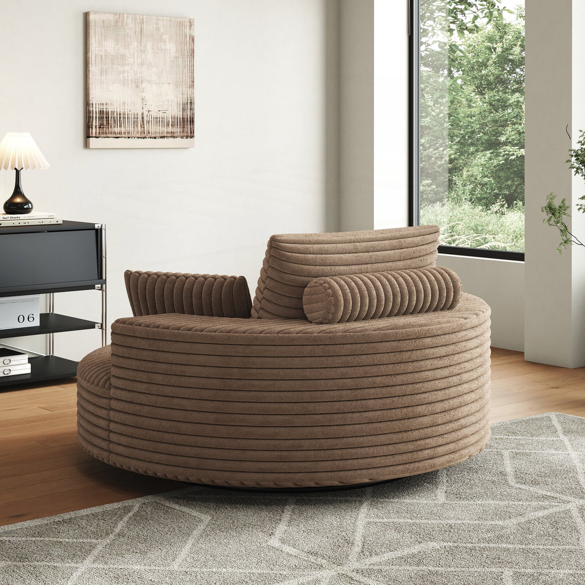 Einzelsessel mit Cord-Chenille-Bezug und Schaumstoffpolsterung, drehbar