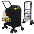 Chariot de courses tout-terrain pour escaliers - 3 roues pivotantes à 360, doublure imperméable,135LBS,chariot pliant en acier au carbone pour le linge et les courses