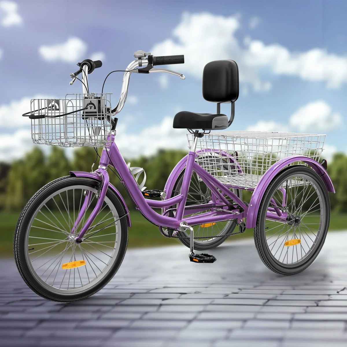 Tricycle pour adultes de 26 pouces, vélo à 3 roues, 7 vitesses