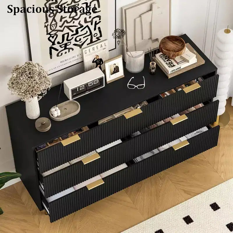 Cassettiera scanalata a 7 cassetti, mobile contenitore moderno in legno, arredo per camera da letto, soggiorno e corridoio