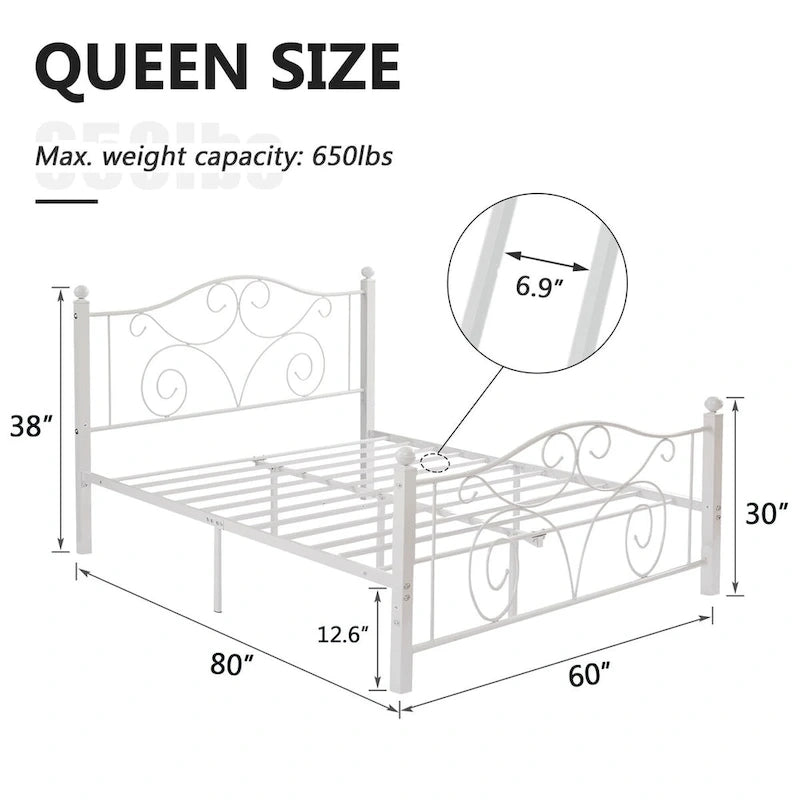 Javlergo Victoria metalen bedframe met hoofdbord en voetbord