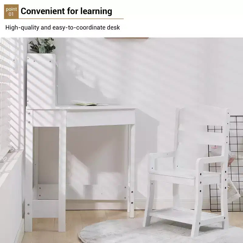COZONY Kinderschreibtisch- und Stuhlset für die Ecke, L-förmiger Lerntisch für Jungen und Mädchen im Alter von 38