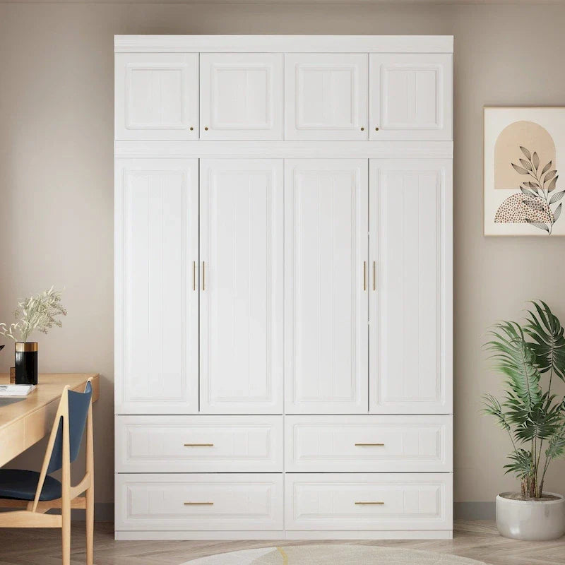 93.9H/74.2H Kleiderschrank, Garderobenschrank mit Kleiderstange, Schubladen und Stauraum