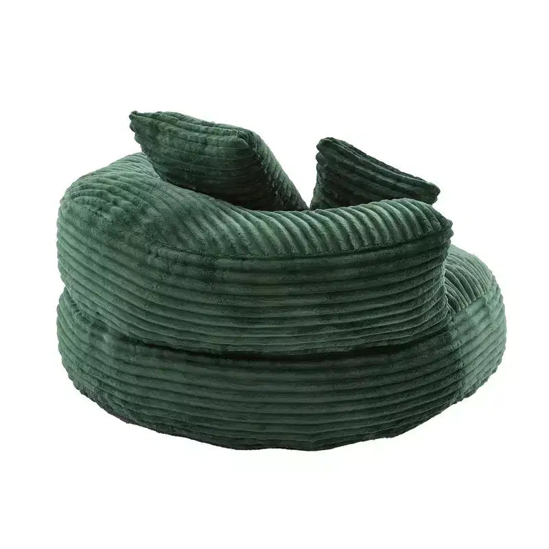 Sitzsacksofa für Erwachsene und Kinder, übergroßer Cord-Sitzsack mit 3 Kissen und Armlehnen für Wohnzimmer und Schlafzimmer - ModernLuxe