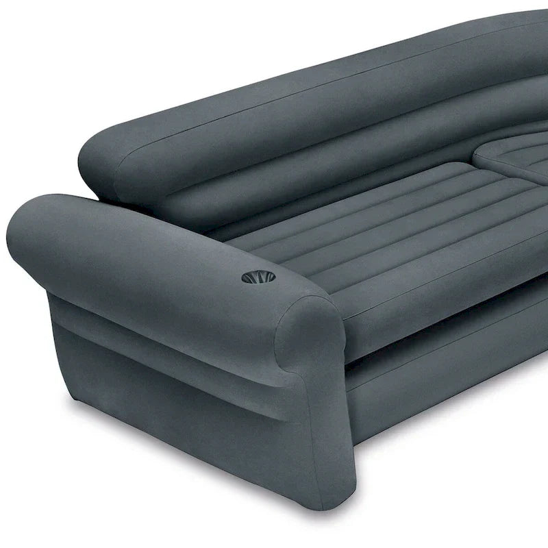 Intex aufblasbares Loungesofa in L-Form mit Getränkehaltern, grau (2er-Pack) - 26