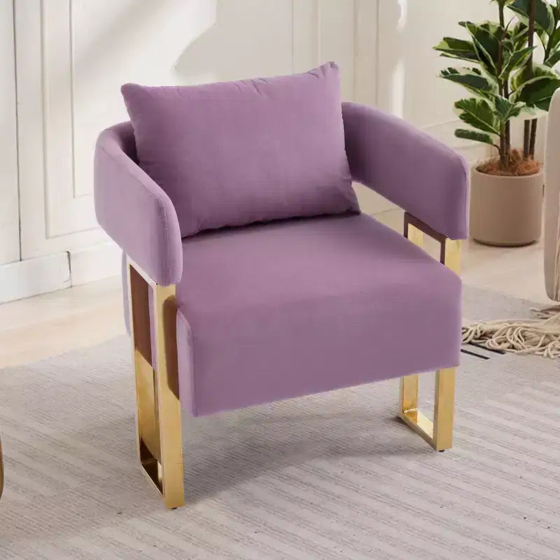 Set van 2 moderne gestoffeerde fauteuils met gouden metalen poten voor woonkamer, slaapkamer of kantoor