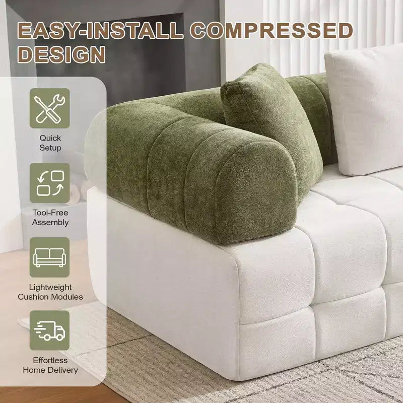 110.23 in. W modulares 4-Sitzer-Chenillesofa im Colorblock-Design mit geschwungenen Armlehnen