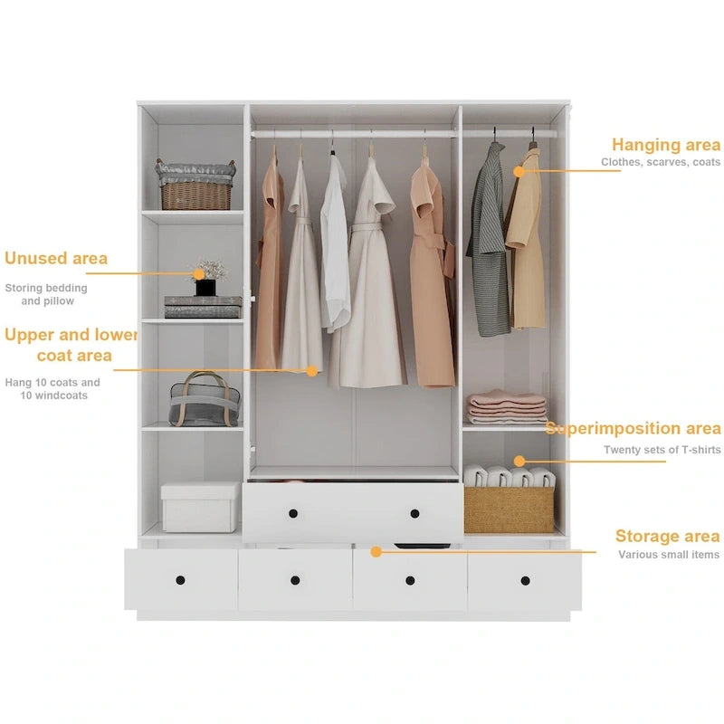 Kleiderschrank für Schlafzimmer mit Kleiderstange und Schublade