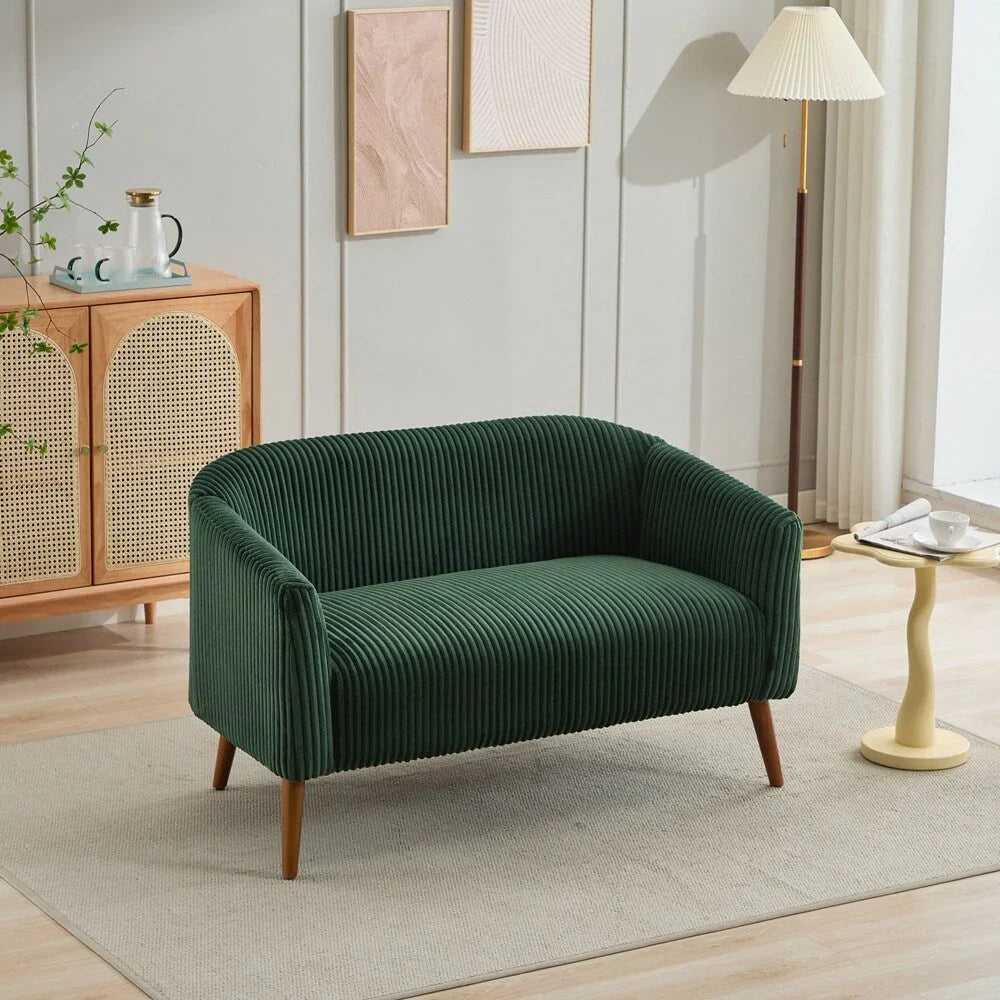 2-Sitzer-Sofa mit Cordbezug und Beinen aus Walnussholz