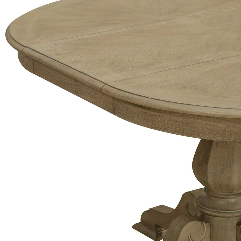 Ronde eettafel met voet in Magnolia Manor-stijl en uitschuifbare bladen - 2 afwerkingen